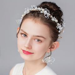 Flower Faux Pearl Headband for Girls