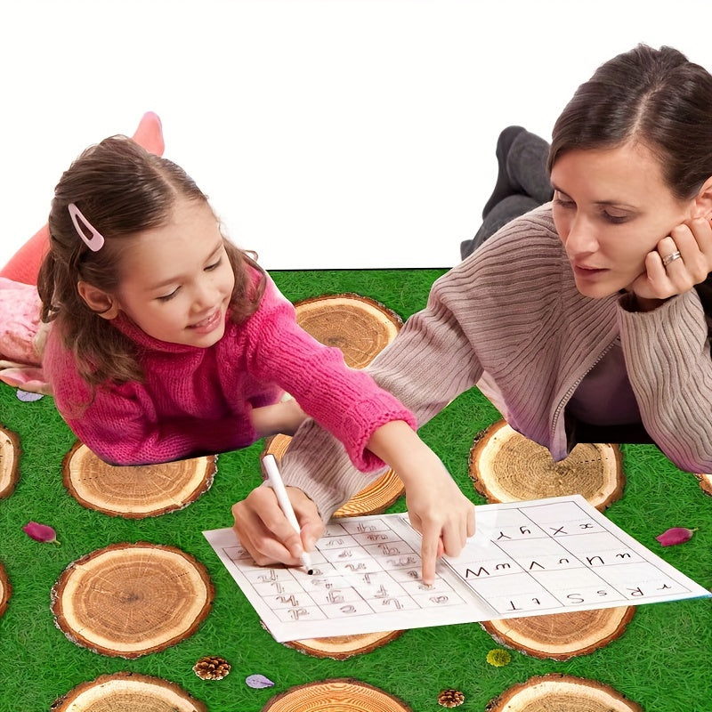 3D Tree Stump Circle Classroom Carpet Area Rugs Non Slip Backing