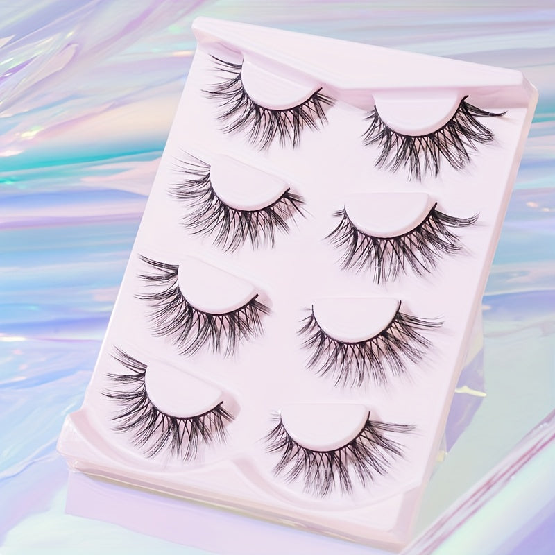 4 Pairs Fishtail False Eyelashes 18mm Tail Fluffy Volumized Cross Lashes