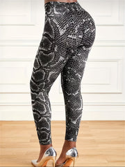 Snake Print High Waist Yoga Leggings Gym Tight Pants