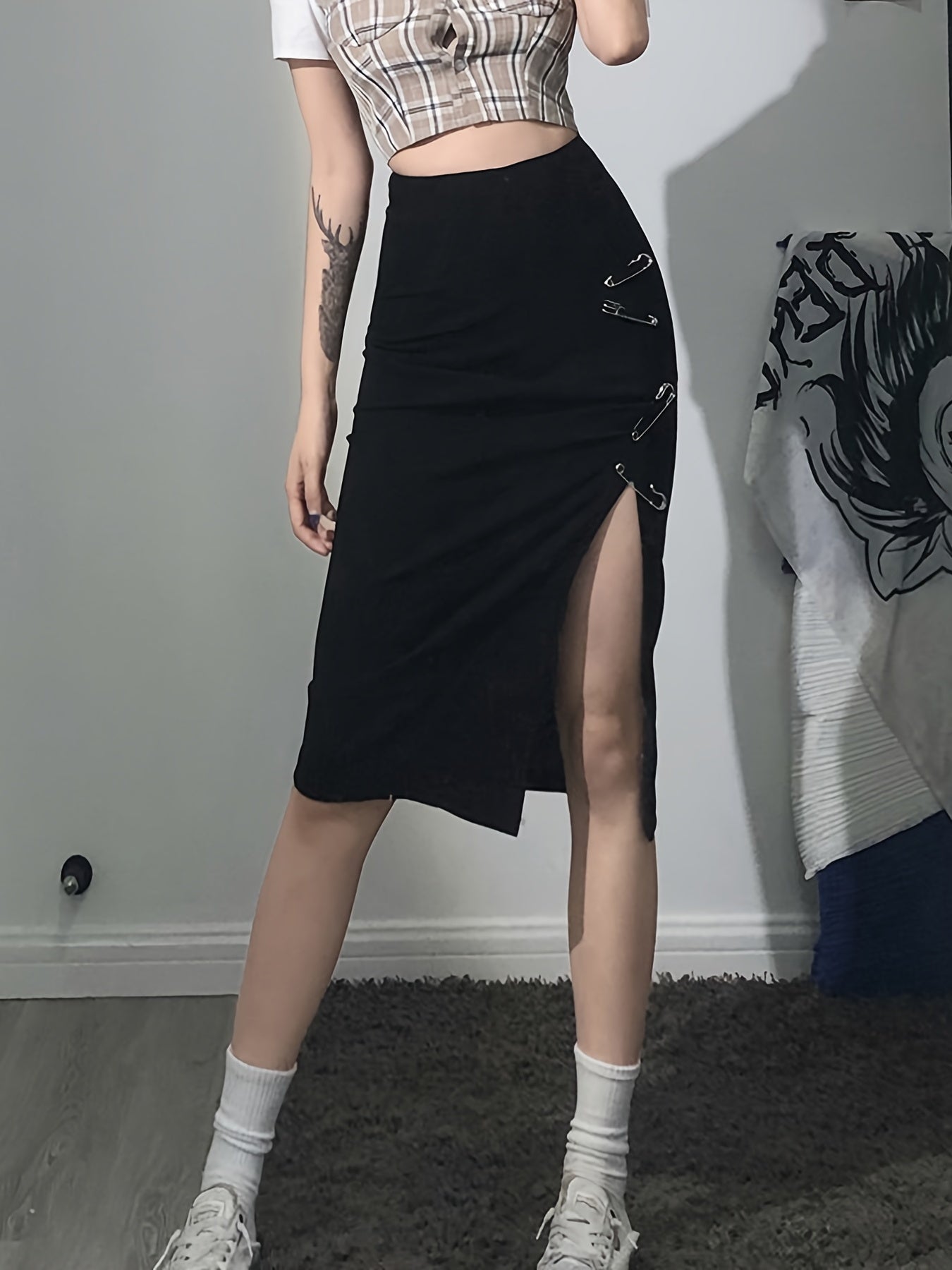 Y2K Sexy Split Skirt High Waist Skirt Women's Clothing