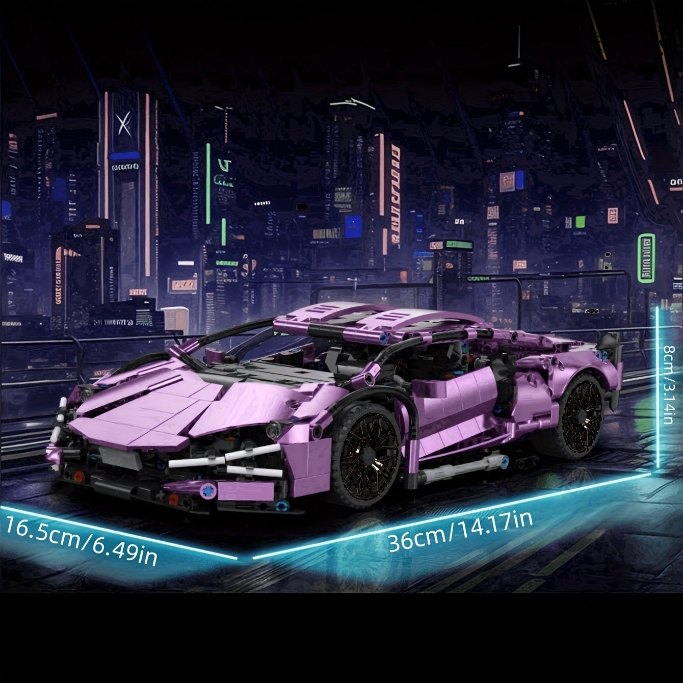1280pcs Purple Supercar Building Blocks Assembly Model 1 14 Gift