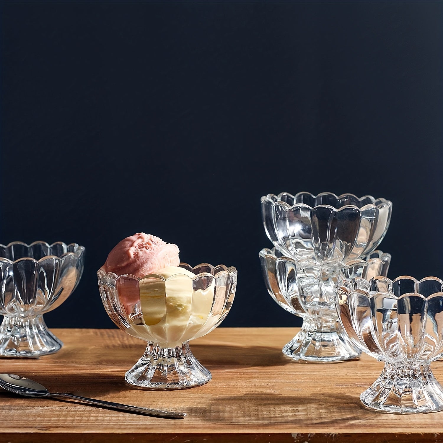 Clear Glass Dessert Bowl Ice Cream Cups Sundae Fruit Salad Snack Cocktail Condim