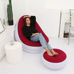 Inflatable Leisure Sofa Chair and Footstool Set for Camping and Travel