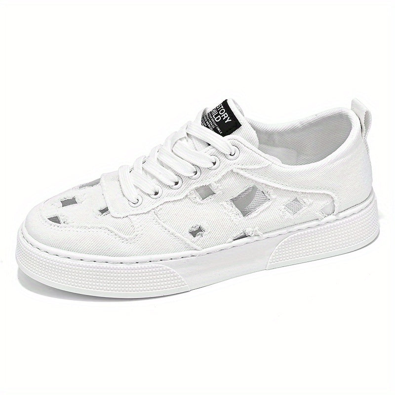 Men's Ripped Lace-up Sneakers Skate Shoes Good Grip