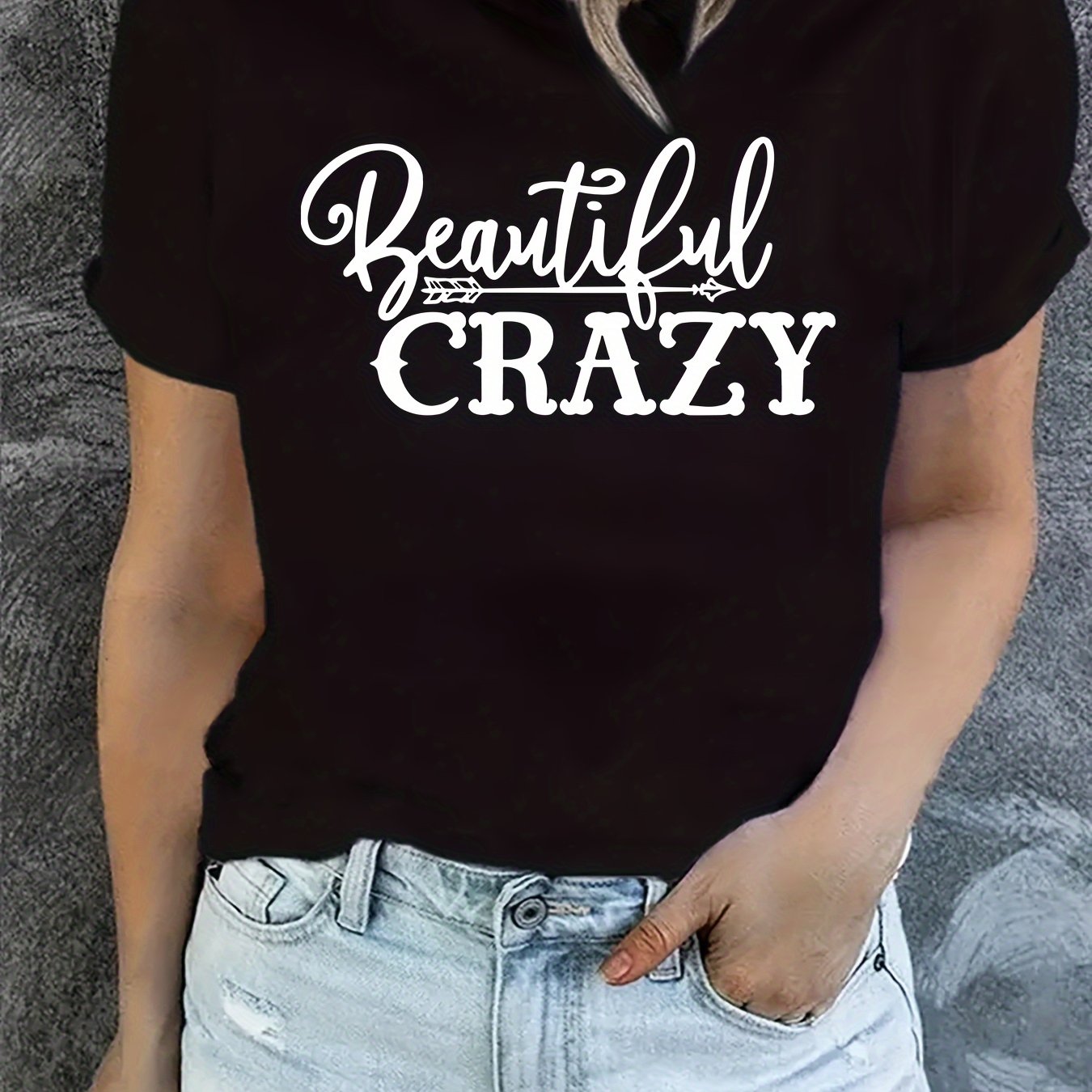 Letter Graphic Sports Round Neck T shirt Short Sleejson