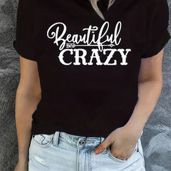 Letter Graphic Sports Round Neck T shirt Short Sleejson