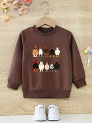 Farm Chicken And Hens Graphic Girls Sweatshirt Toddler Kids Tops