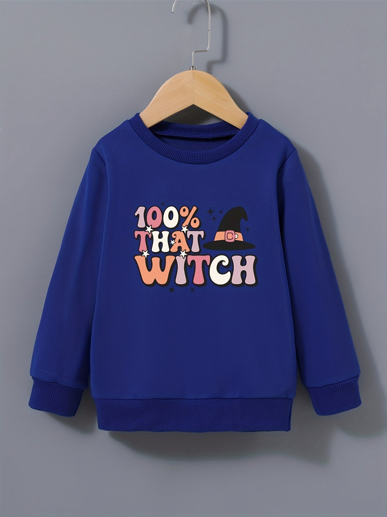Halloween Girls Sweatshirt Combo Style Round Neck Casual Pullover Tops