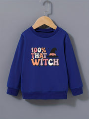 Halloween Girls Sweatshirt Combo Style Round Neck Casual Pullover Tops