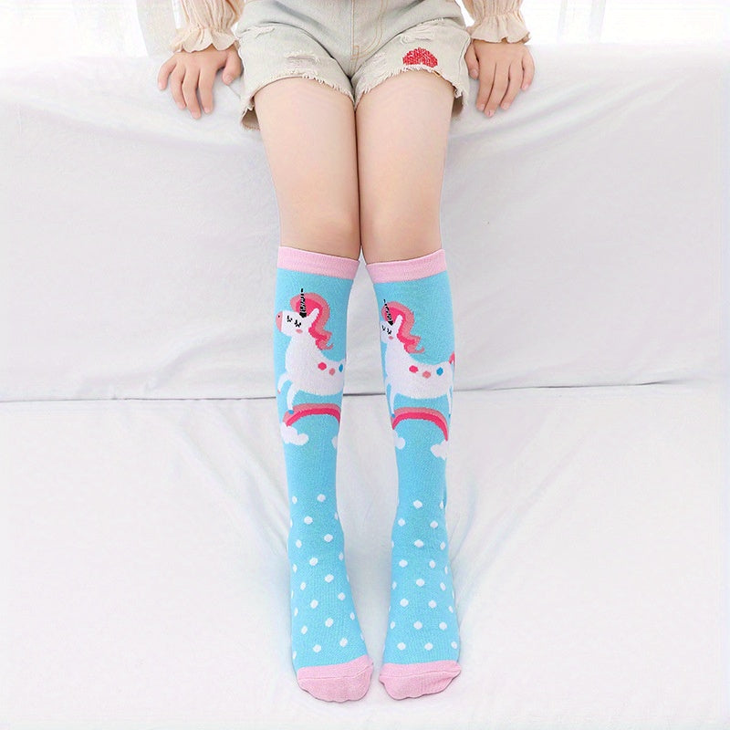 Girls Unicorn Print Over Knee Socks for Kids