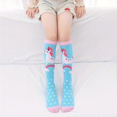 Girls Unicorn Print Over Knee Socks for Kids