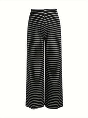 Casual Pajamas Set Women's Plus Striped Print Tee & Pants 2 Piece Set