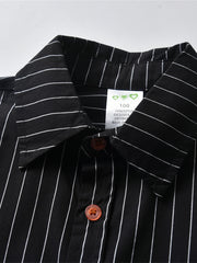 Boys Gentle Outfit Set: Striped Shirt & Suspender Shorts