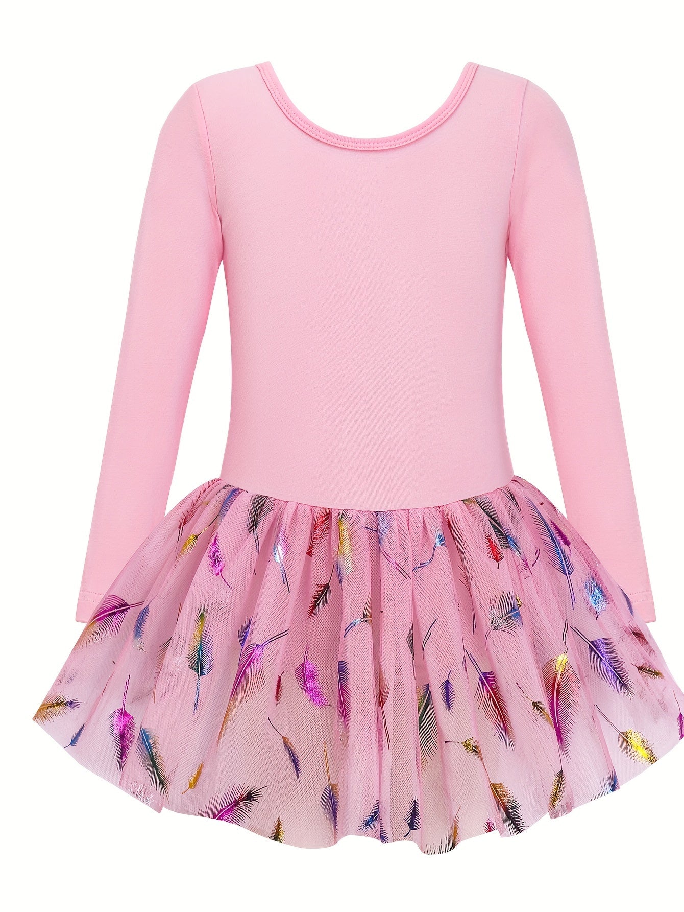 Girls Comfy Cross Back Long Sleeve Tutu Ballet Leotard