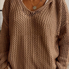 Solid Long Sleeve Stretch Hooded Sweater