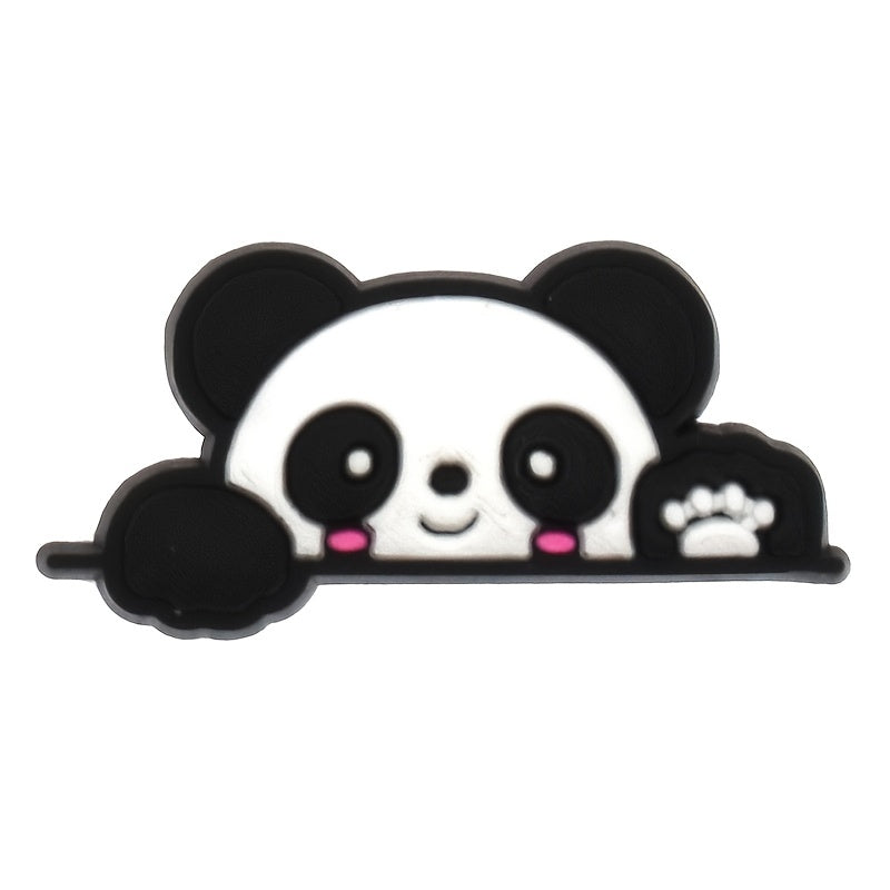 16pcs Panda Shoe Charms for Clogs Slides Sandals PVC Shoe Decorations