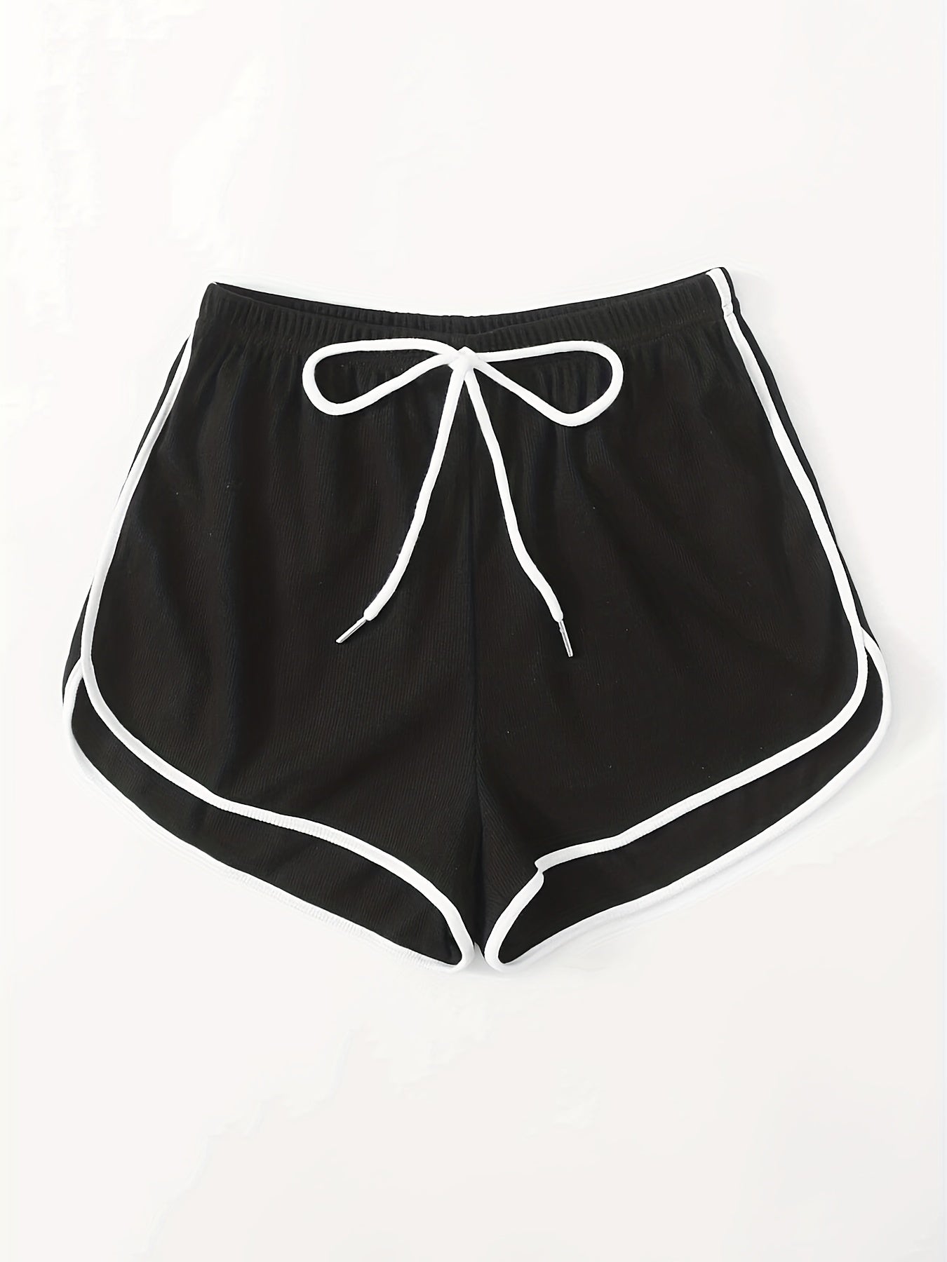 Contrast Trim Drawstring Shorts Women's Clothing