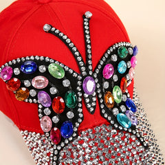Rhinestone Butterfly Patch Baseball Cap Y2K Dad Sports Sun Hats