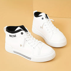 Women's Letter Pattern High Top Lace-up Board Shoes Outdoor Flats