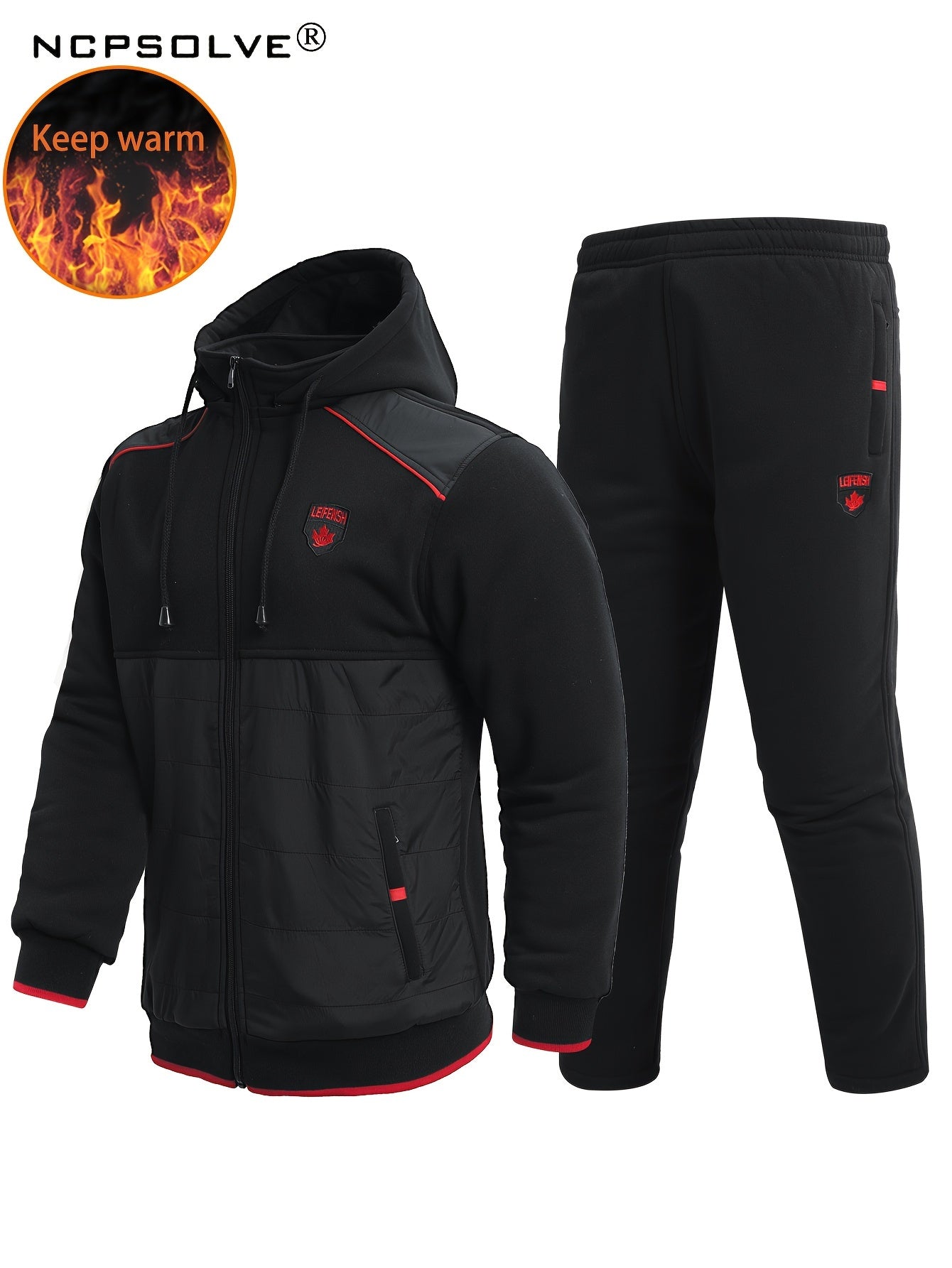 Men's 2 Piece Hooded Fleece Jacket & Sweatpants Set