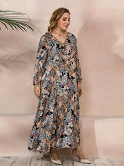 Boho Dress Women's Plus Paisley Print Maxi Dress