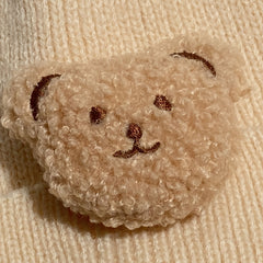 Toddler Baby Beanie Knitted Hat With Plush Bear Decor Warm Cap Winter