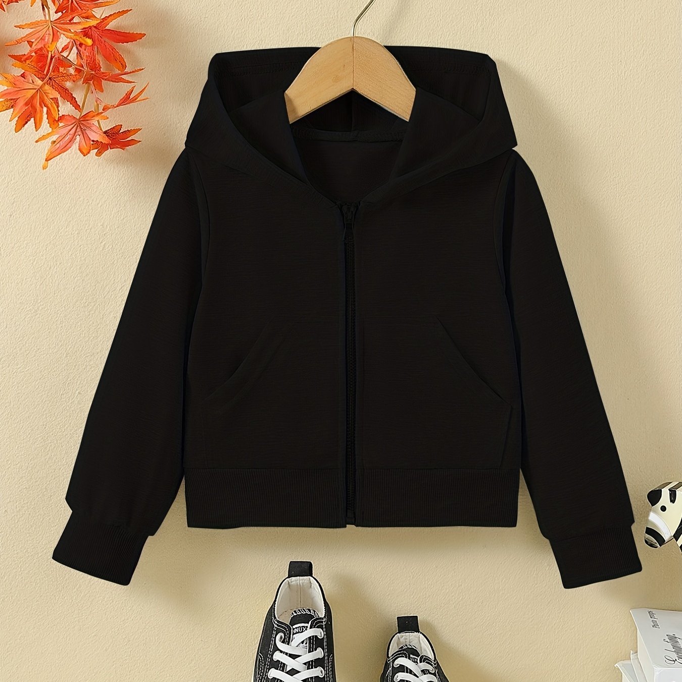 Casual Hoodie Boys Girls Sweatshirt Top Zipper Up Pockets Gift