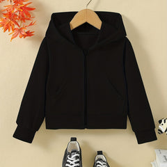 Casual Hoodie Boys Girls Sweatshirt Top Zipper Up Pockets Gift