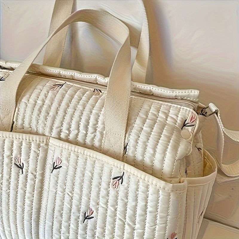 Multifunctional Large Capacity Mommy Bag for Strollers with Print