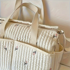 Multifunctional Large Capacity Mommy Bag for Strollers with Print