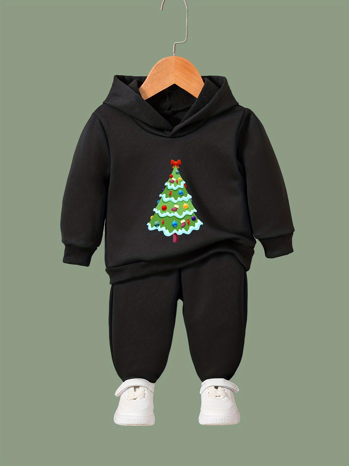 Girls 2pc Christmas Tree Hooded Sweatshirt & Sweatpants Set