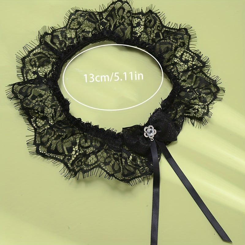 Crystal Inlaid Lace Leg Band Sexy Bridal Accessory Leg Elastic Strap