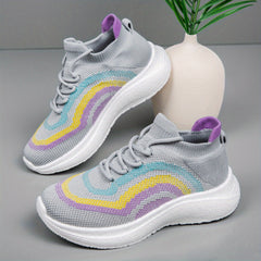Women's Chunky Sneakers Knit Lace Up Sports Shoes