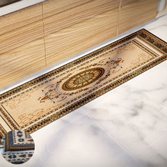 Golden Print Kitchen Rugs Non Slip Stain Resistant Waterproof