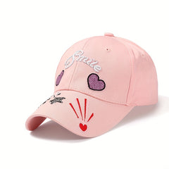 Smile Heart Embroidery Baseball Cap Y2K Solid Dad Hats Adjustable Sun Hat