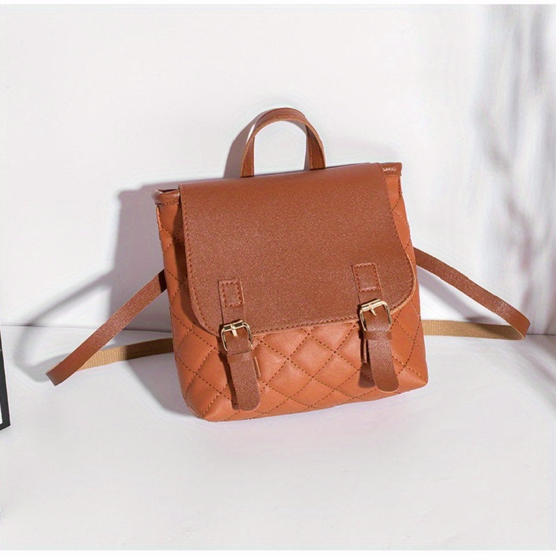 Quilted Flap Backpack Children's Schoolbag Mini Shoulder Bag Girls Flap Backpack
