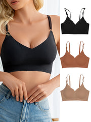 3pcs Seamless Wireless Bras Comfy Push Up Bra Women's Lingerie