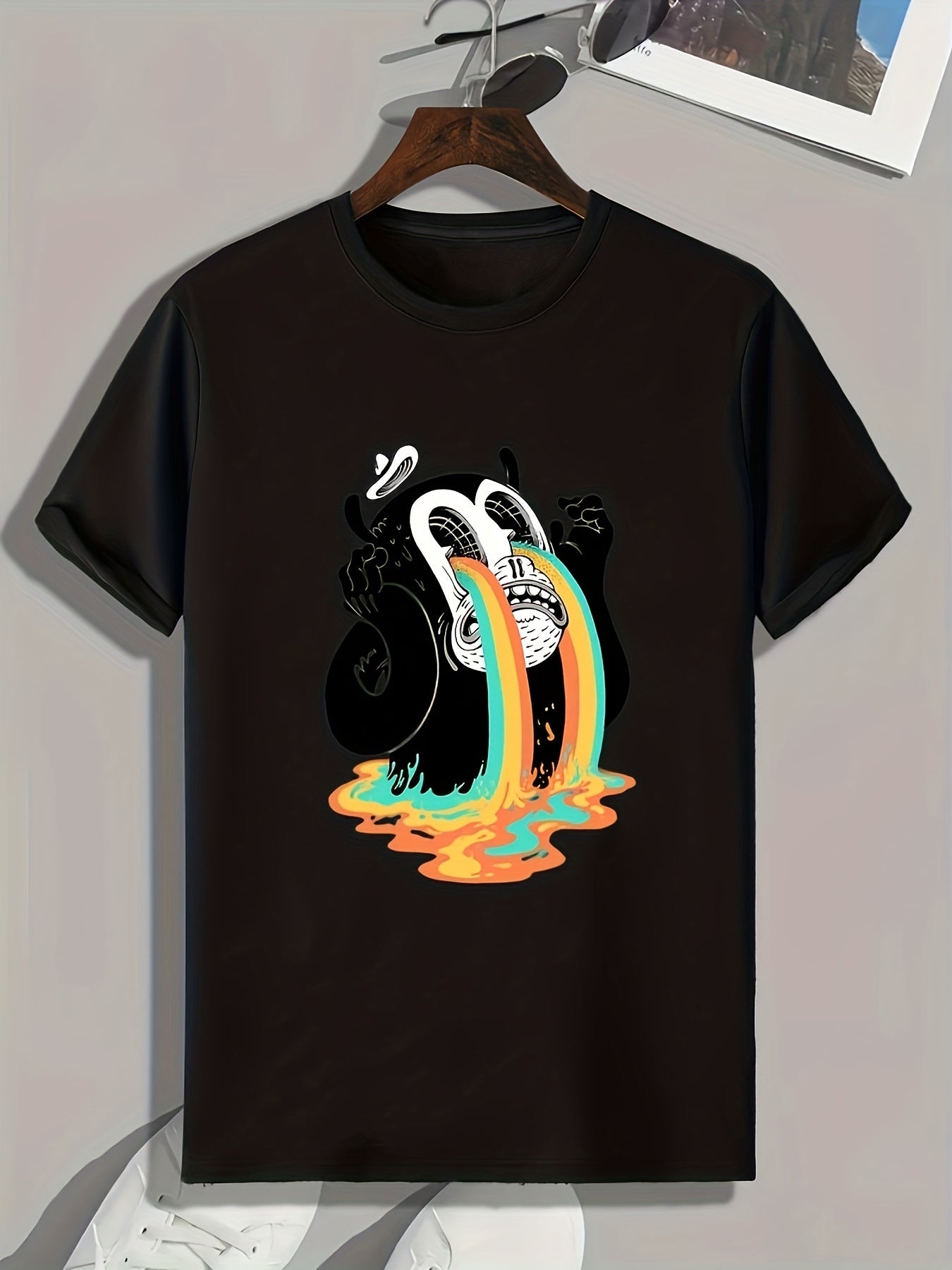 Funny Cartoon Print Men's Graphic T-shirt for Summer