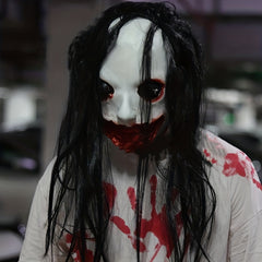 Halloween Ghost Mask Eyes Glow Scary Bloody Demon Head Cover