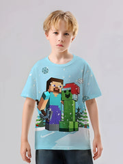 Pixel Style Print Kid's T shirt Unisex Tee For Summer