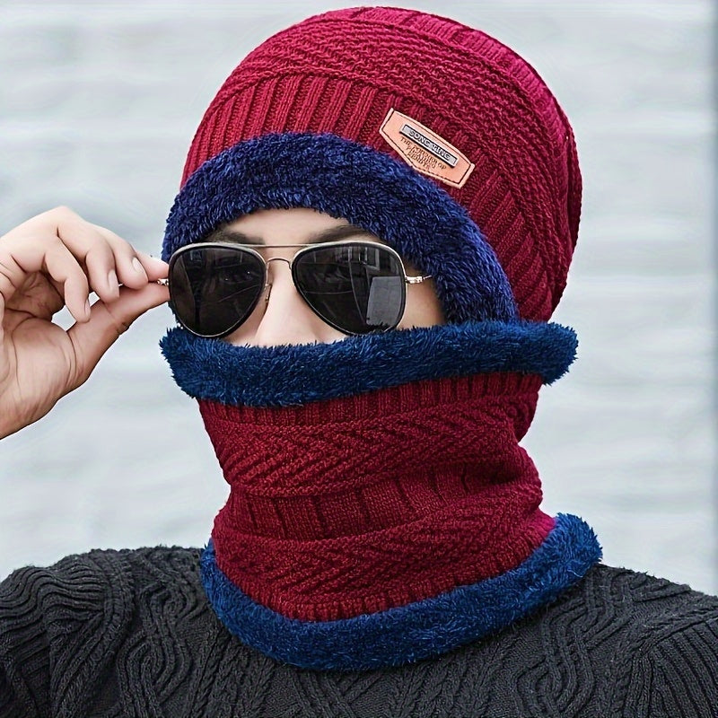 Men's Winter Knitted Hat Thickened Velvet Warm Hat