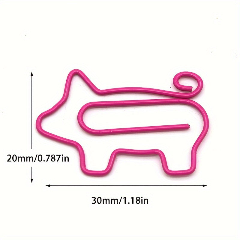 10pcs Piggy Paper Clips Creative Clips Rose Red Cartoon Office Data Clips