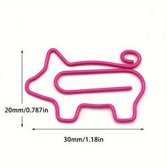 10pcs Piggy Paper Clips Creative Clips Rose Red Cartoon Office Data Clips