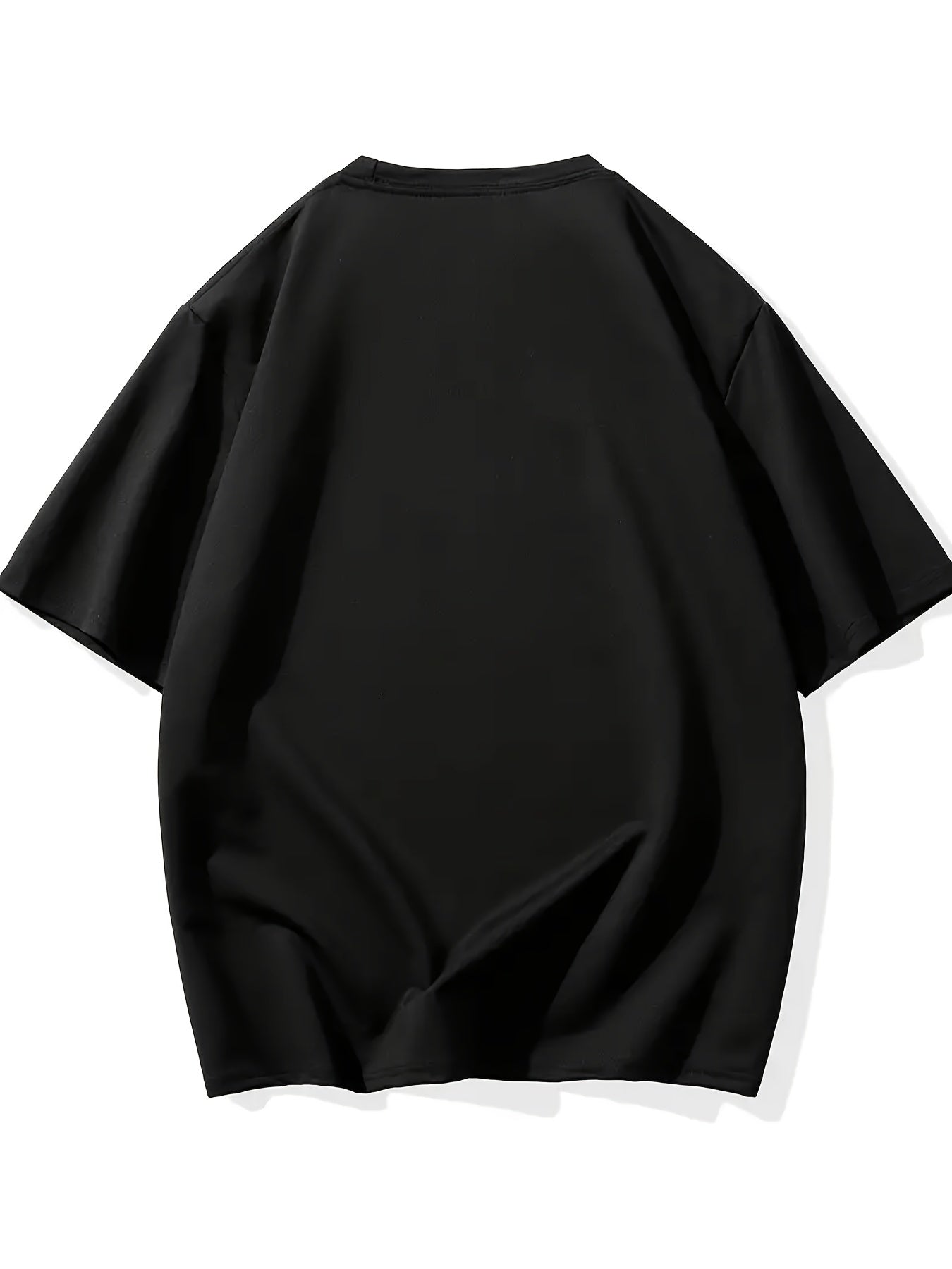Cat Print Crew Neck T shirt Solid Short Sleeve Loose Tee Women's Tops
