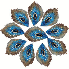 10pcs Peacock Feather Sequins Embroidered Cloth Patches For Clothing Repair