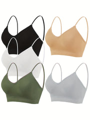 5Pcs Ribbed Wireless Bras Stretch Lingerie