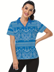 Women's Paisley Graphic Golf Shirt Short Sleeve Polo Boho Style
