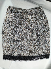 Leopard Print Lace Trim Skirt Elastic Waist Spring Summer Clothing