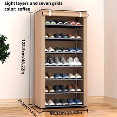 Stainless Steel Shoe Rack Dustproof Shoe Cabinet Floor Standing Shoe Storage